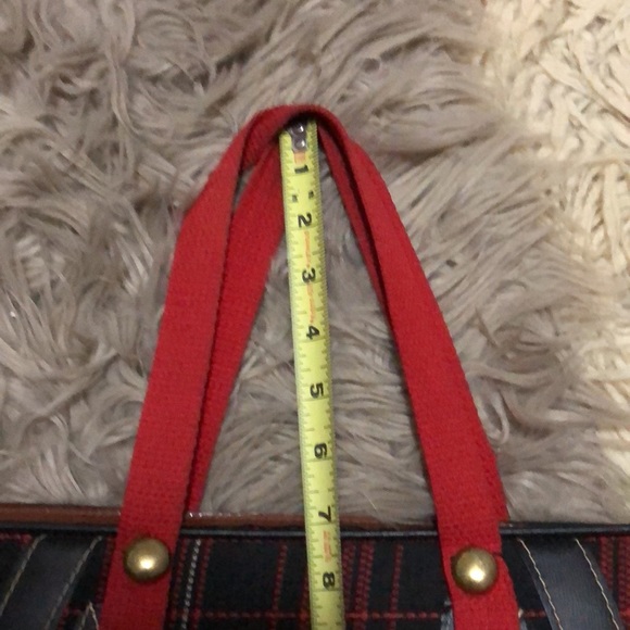 Vintage Tote-Red & Black Plaid-Fabric/PVC-Open Top-Large size - Picture 16 of 17